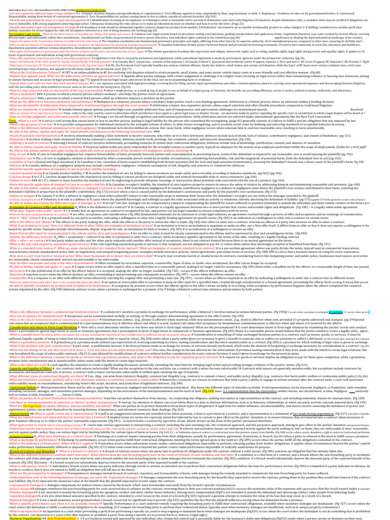 Final Exam-Cheat Paper 1 | PDF | Offer And Acceptance | Breach Of Contract