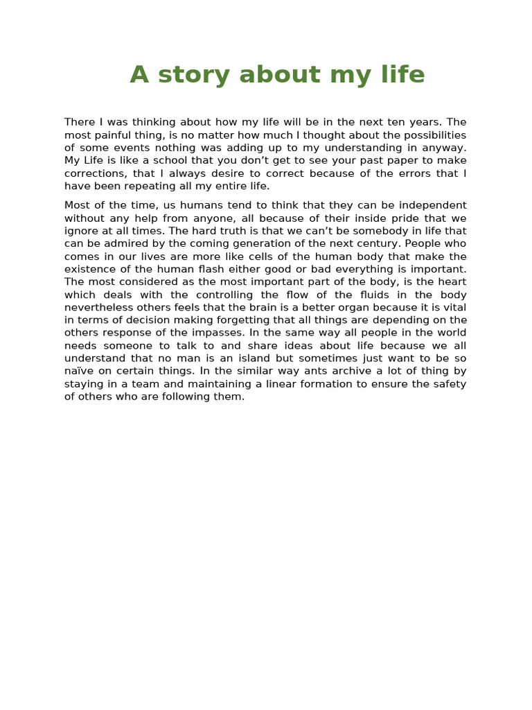 A Story About My Life | PDF