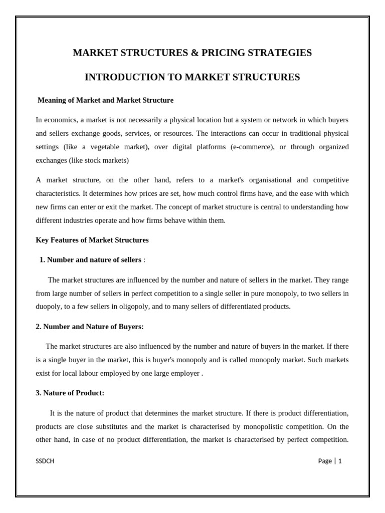 Market Structures and Pricing Strategies | PDF | Oligopoly | Monopoly