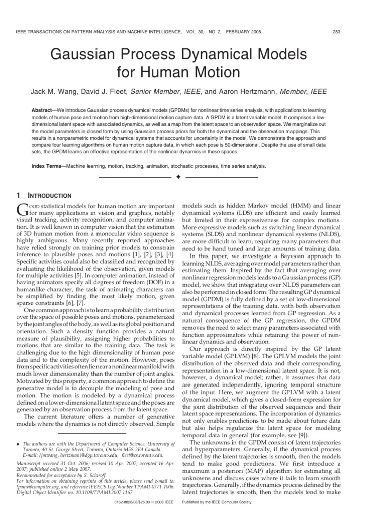 Gaussian Process Models for Human Motion | PDF | Machine Learning ...
