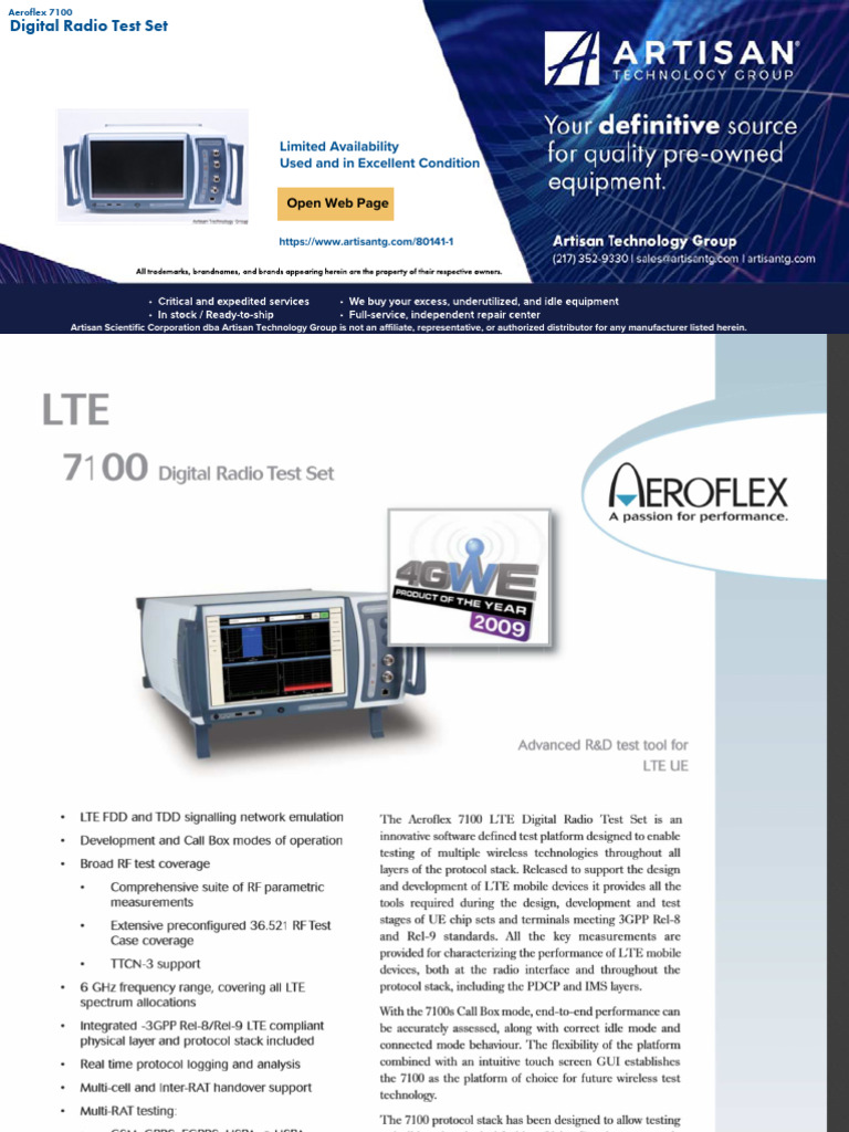 Aeroflex 7100 Service and Sales Options | PDF