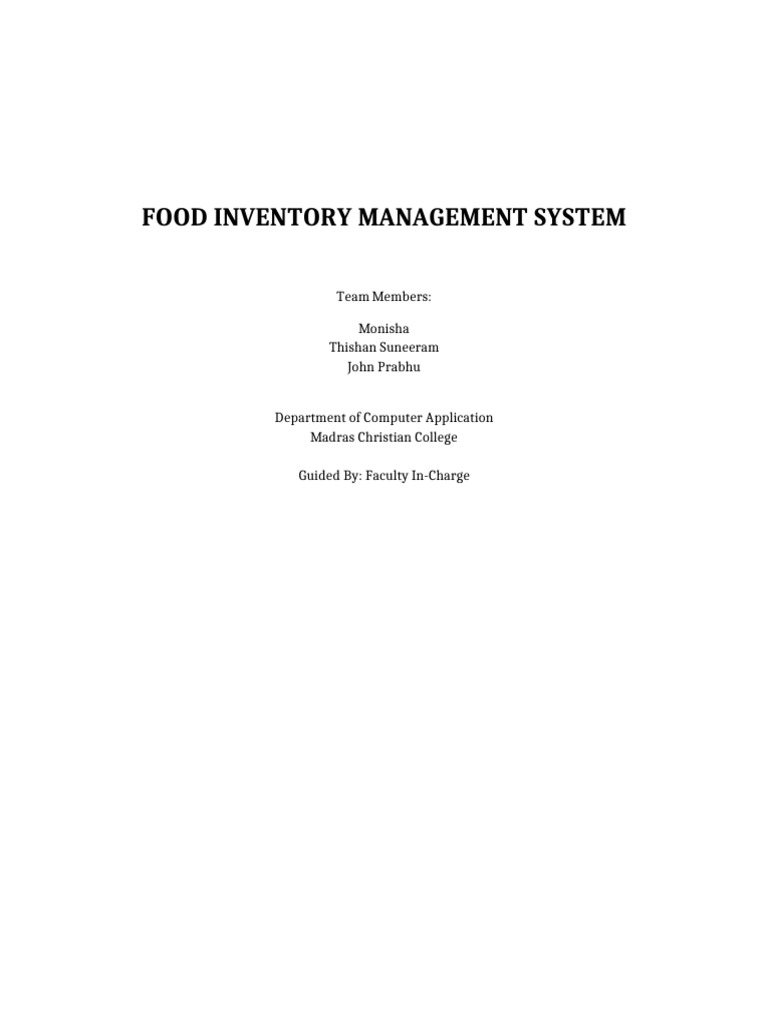 Food Inventory Management System Report | PDF | Databases | Inventory