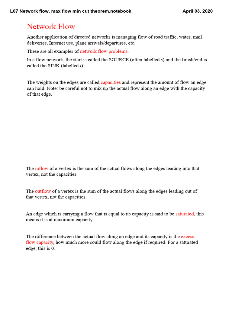 Network Flow and Max Flow Theorem | PDF | Discrete Mathematics ...
