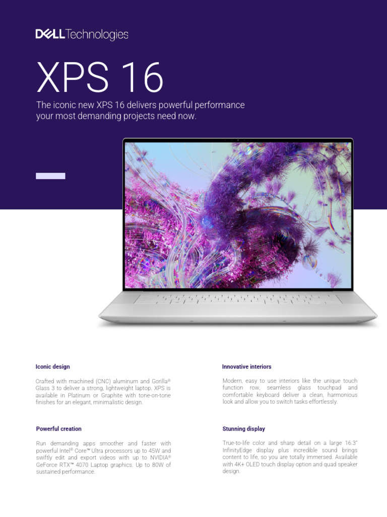 Dell XPS 16: Powerful Laptop Specs | PDF | Wi Fi | Laptop