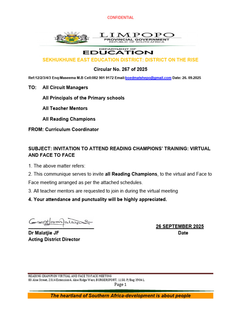 Reading Champions Training Invitation | PDF