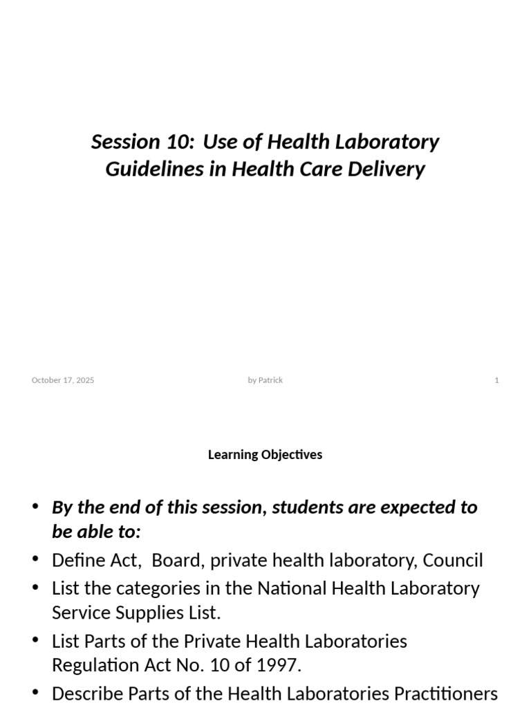 Health Laboratory Guidelines Overview | PDF