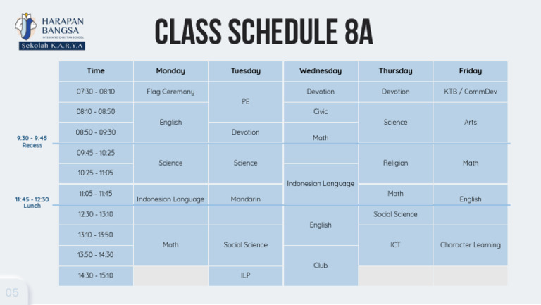 8A Class Schedule Overview | PDF