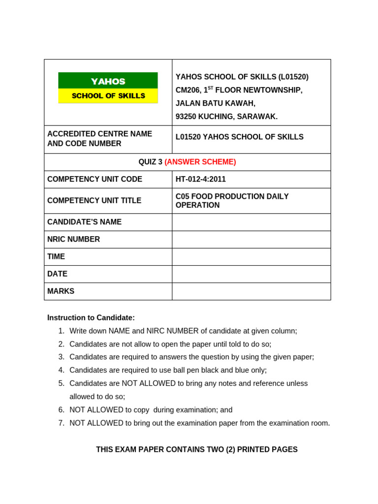 Stock Control Quiz for Food Production | PDF | Inventory