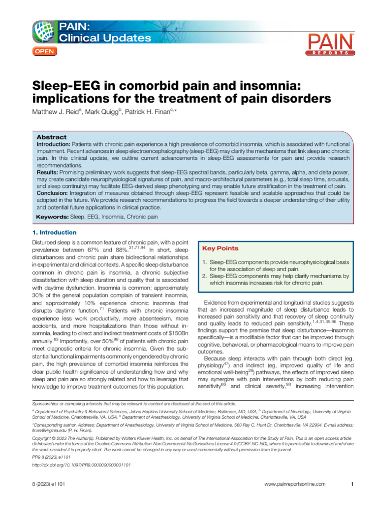 Sleep-EEG Insights for Pain and Insomnia | PDF | Sleep ...