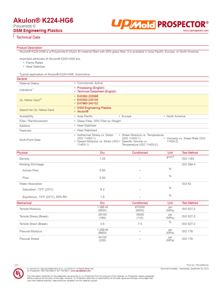 Akulon K224-HG6 Technical Overview | PDF | Strength Of Materials ...