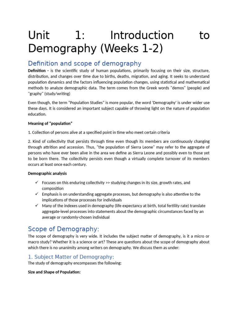 Introduction to Demography Overview | PDF | Demography | Human Migration