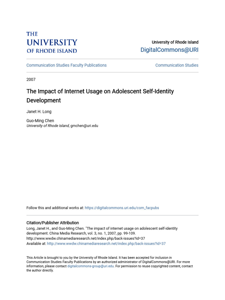 The Impact of Internet Usage On Adolescent Self-Identity Developm | PDF ...