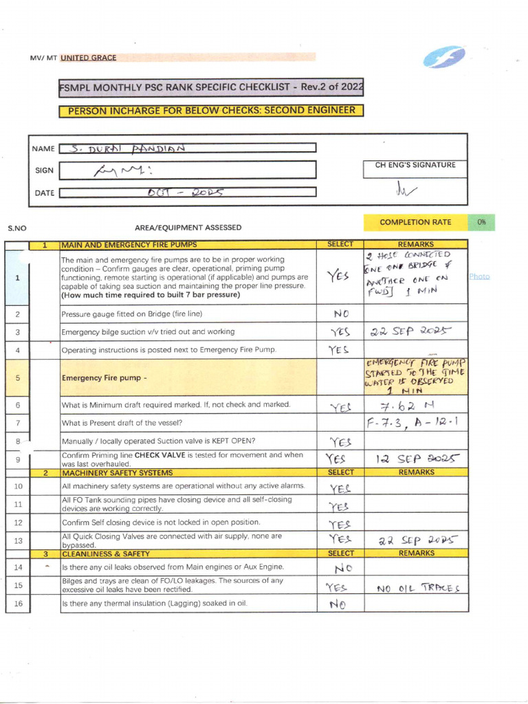 2E Monthly PSC Checks | PDF