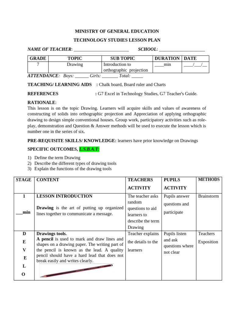 G7 Lesson Plans Technology Studies | PDF | Lesson Plan | Teachers