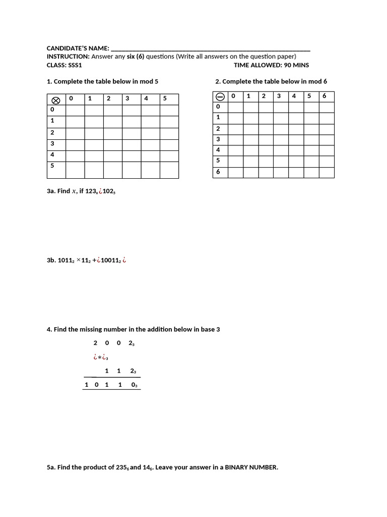 SSS1 & SSS2 Mathematics Exam Questions | PDF | Area | Arithmetic