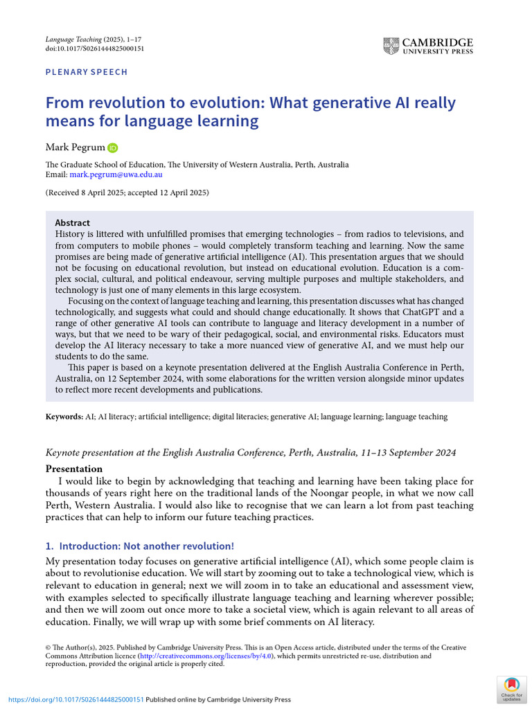 Generative AI in Language Learning | PDF | Artificial Intelligence ...