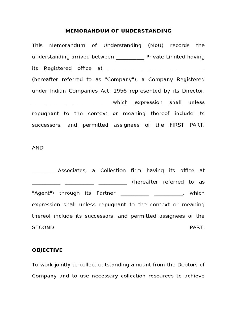 Memorandum of Understanding | PDF | Arbitration | Payments