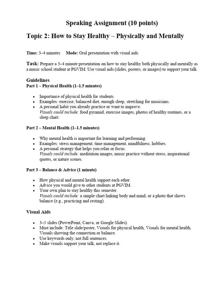 Topic 2 - Speaking Assignment | PDF
