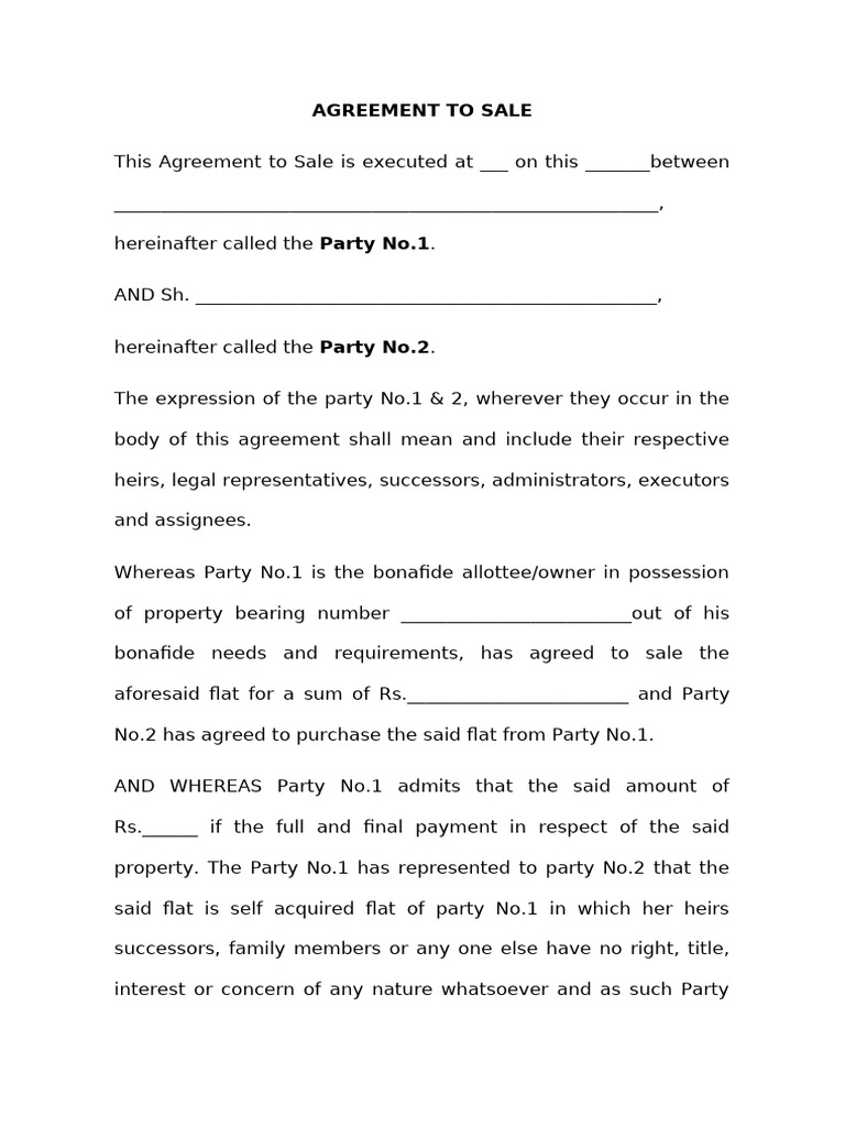 Property Sale Agreement Template | PDF | Deed | Conveyancing