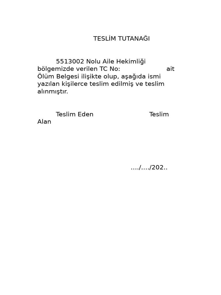 Öbs Teslim Tutanağı | PDF