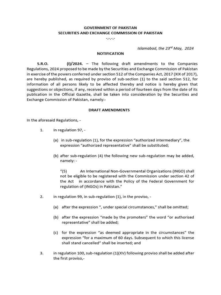 Draft Amendments to Companies Regulations | PDF | Legal Documents | Justice