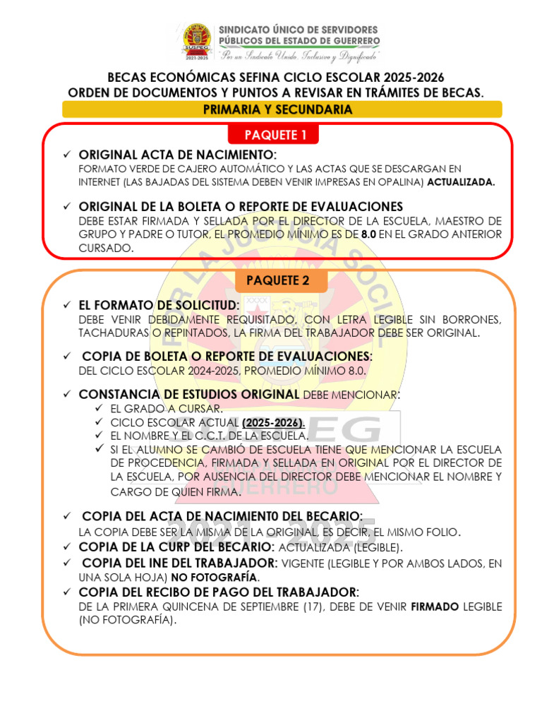 Orden de Documentos para Tramite de Beca 2025-2026 | PDF | Certificado ...