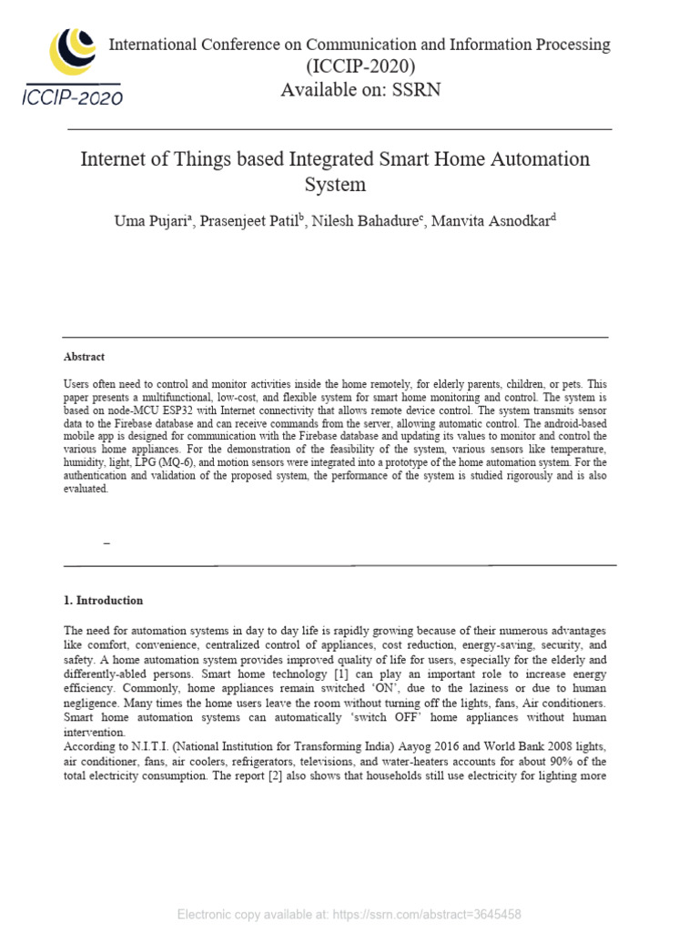 IoT Smart Home Automation System | PDF | Home Automation | Automation