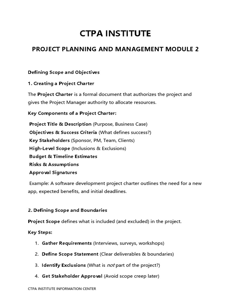 Module 2 - Defining Scope and Objectives | PDF | Project Management ...