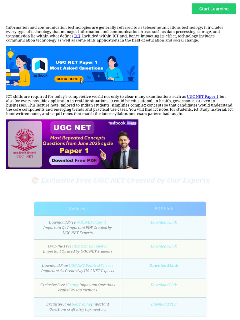 ICT Notes - Key Concepts, Tools & Applications For UGC NET | PDF