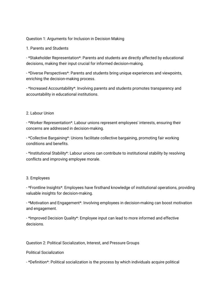 Decision Making Assignment EDM 415 | PDF | Socialization | Advocacy Group
