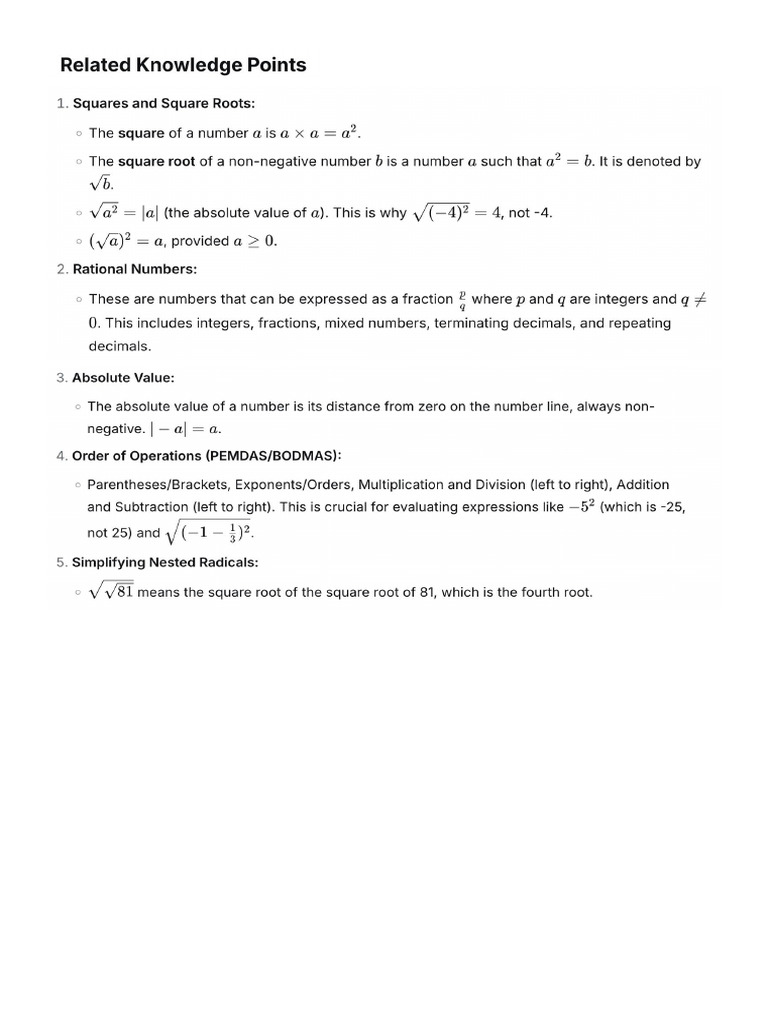 Square Roots and Squares | PDF