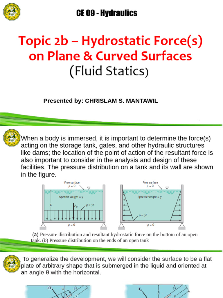 Hydrostatic Forces on Surfaces Analysis | PDF | Pressure | Area
