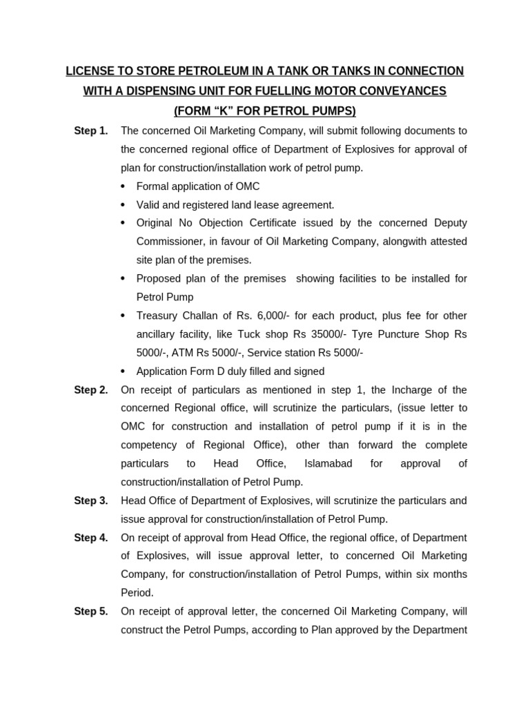 K Form Process | PDF | Filling Station | Fuels