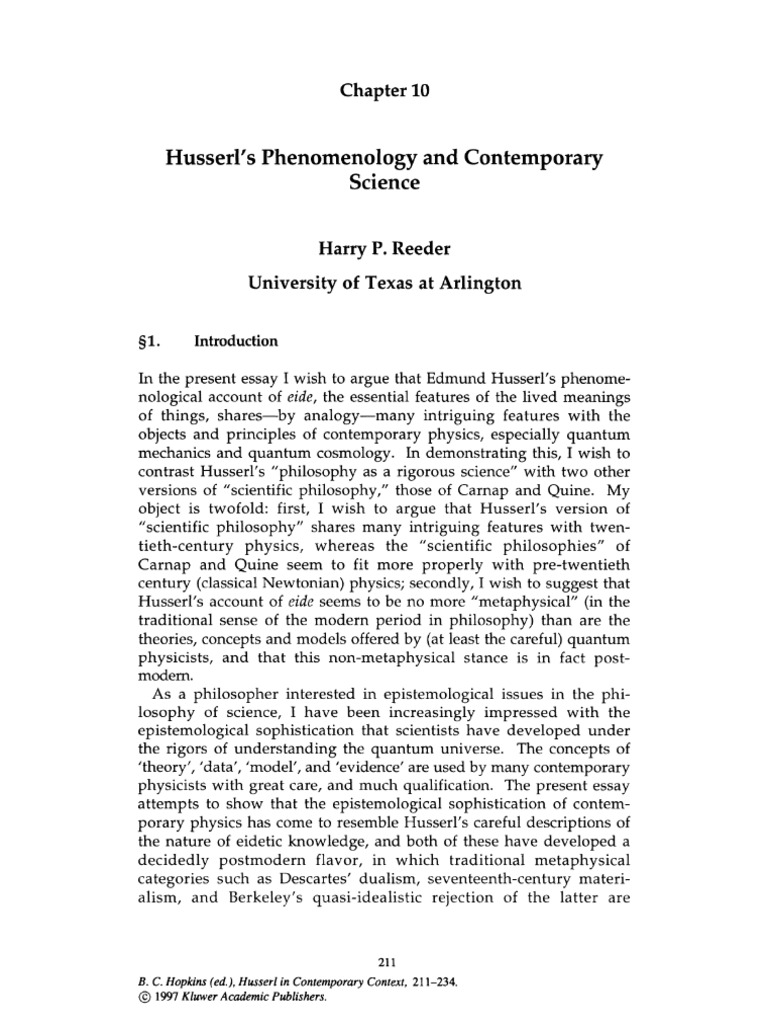 Husserl's Phenomenology and Science | PDF | Edmund Husserl ...