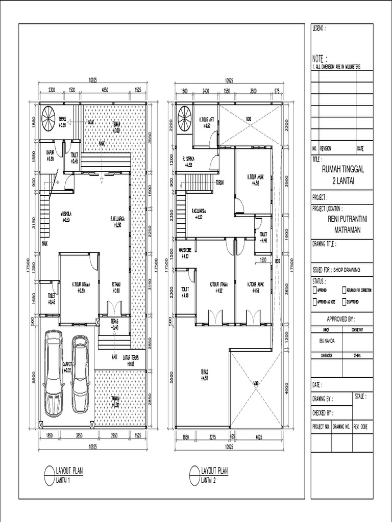 1.layout Plan Lt.1 Dan Lt.2 - Ibu Rina Putrantini | PDF