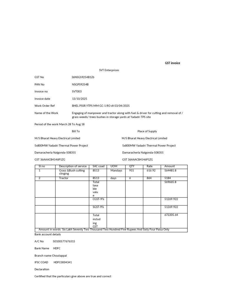 GST Invoice for Manpower Services | PDF