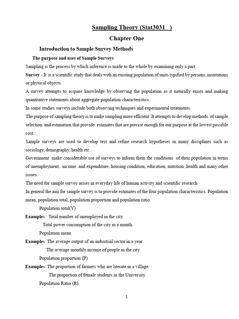 Understanding Sample Survey Methods | PDF | Estimator | Mean Squared Error