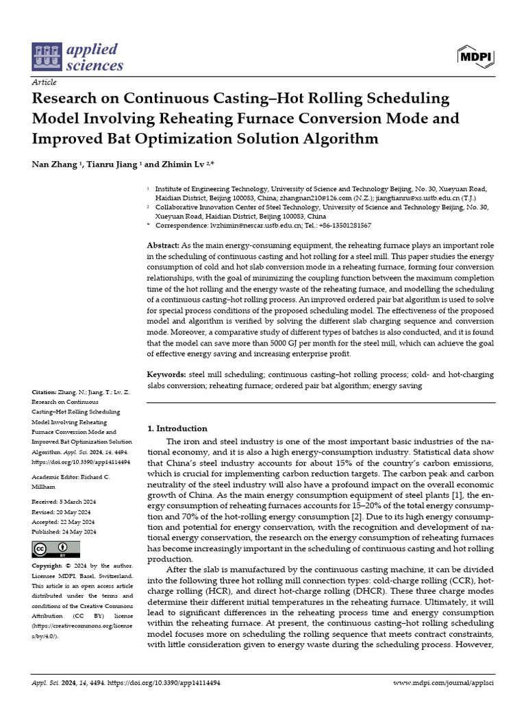 Energy-Efficient Steel Mill Scheduling | PDF | Rolling (Metalworking ...