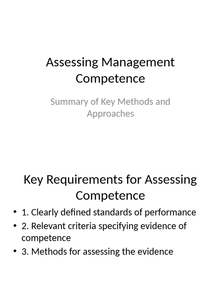 Management Competence Assessment Methods | PDF