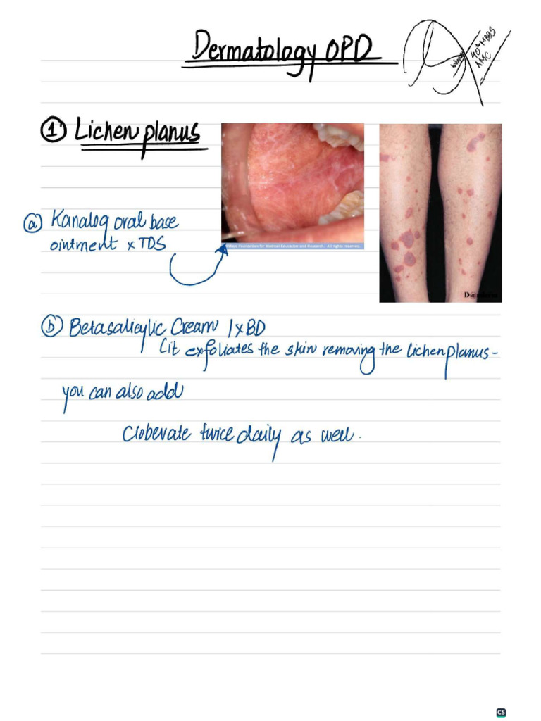 Dermatology Opd Notes Shahram AMC | PDF