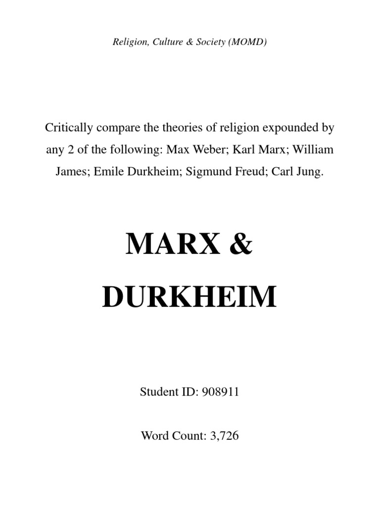 A Critical Comparison of Marx and Durkheim's Theories of Religion | PDF ...
