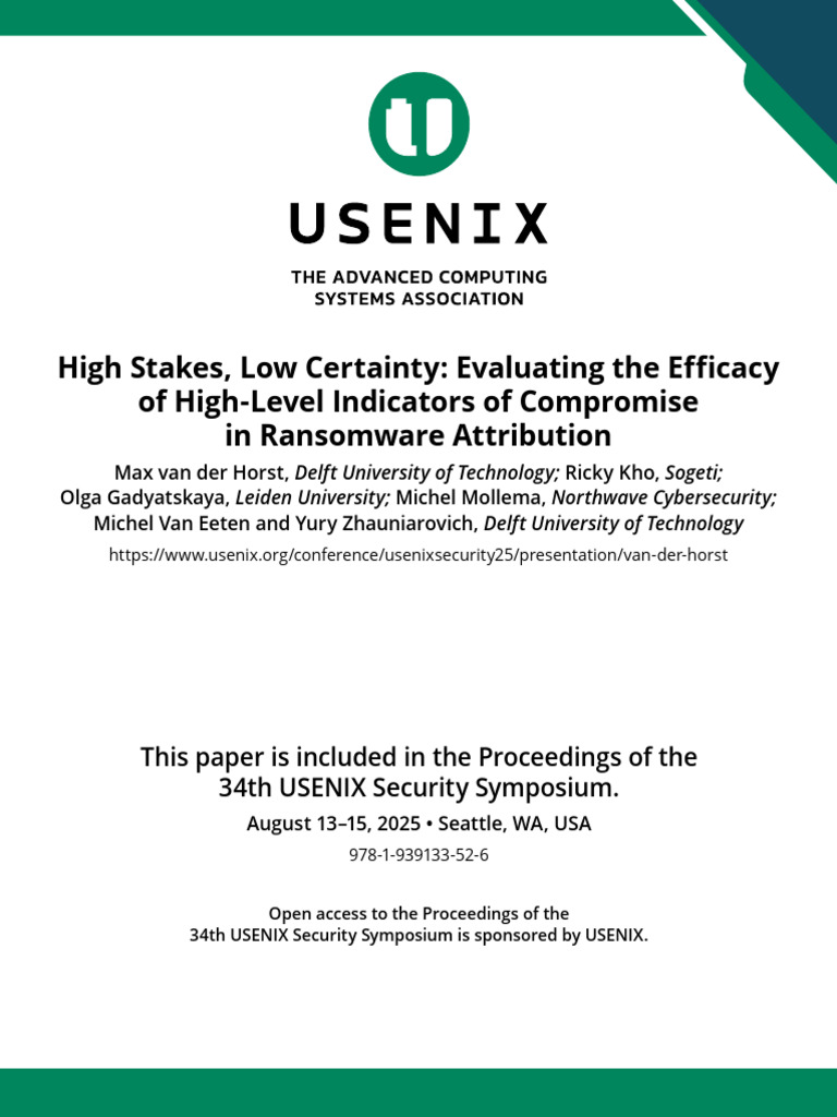 High Stakes, Low Certainty Evaluating Ransomware Threat Actor ...