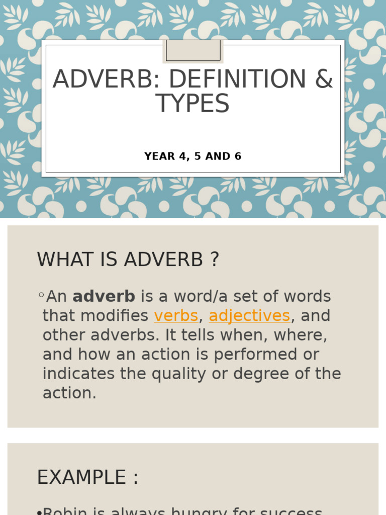 Understanding Adverbs: Types & Examples | PDF | Adverb | Semantics
