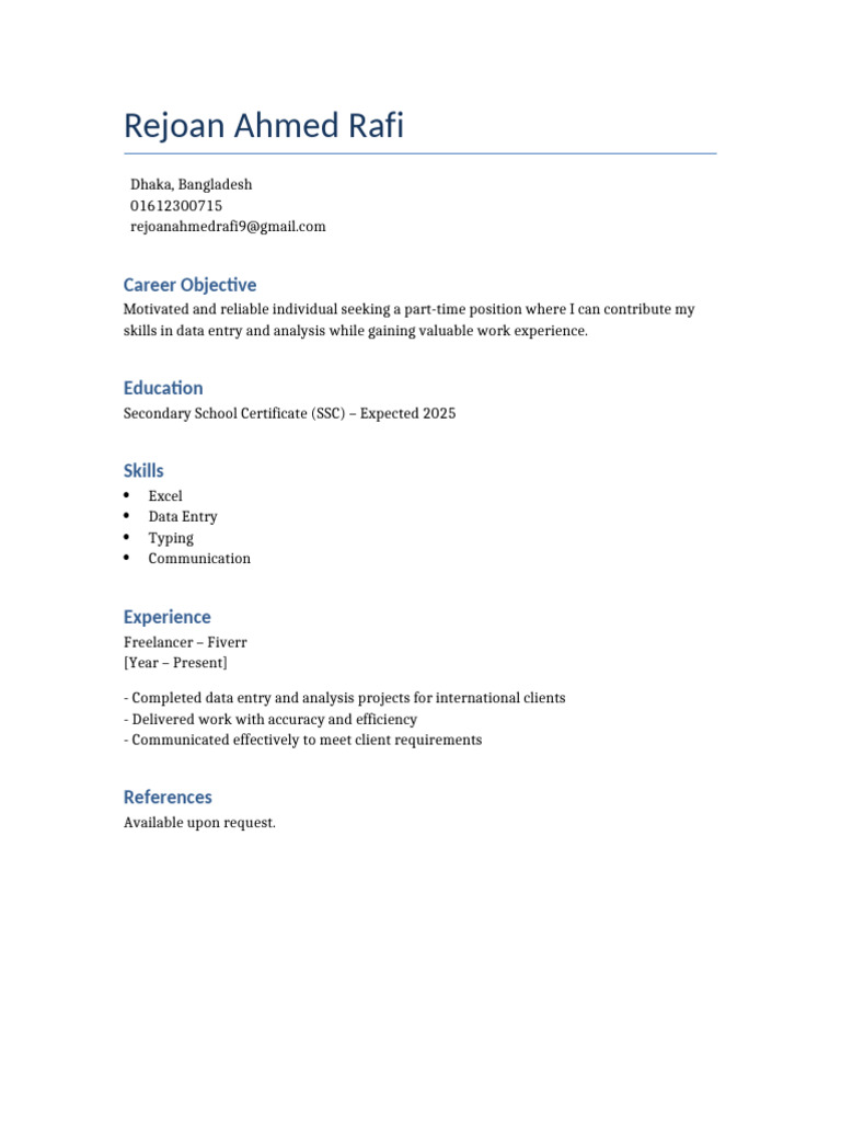 Rejoan Ahmed Rafi CV | PDF