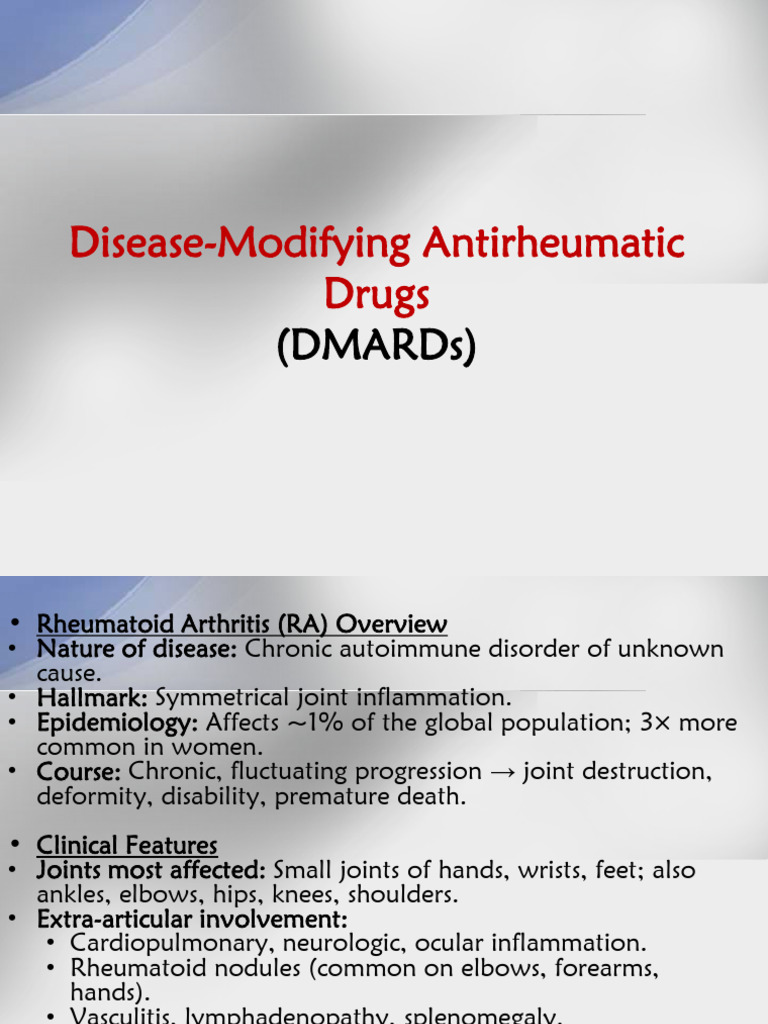 DMARDs for Rheumatoid Arthritis Management | PDF | Rheumatoid Arthritis ...
