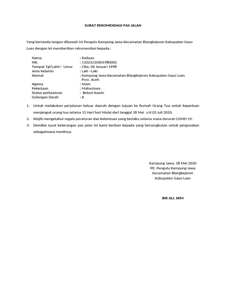 Rekomendasi Pas Jalan Raduan 2020 | PDF