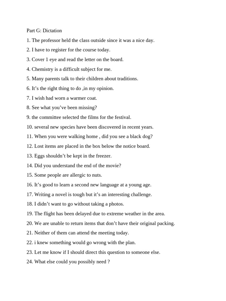Dictation Exercises for Language Learning | PDF