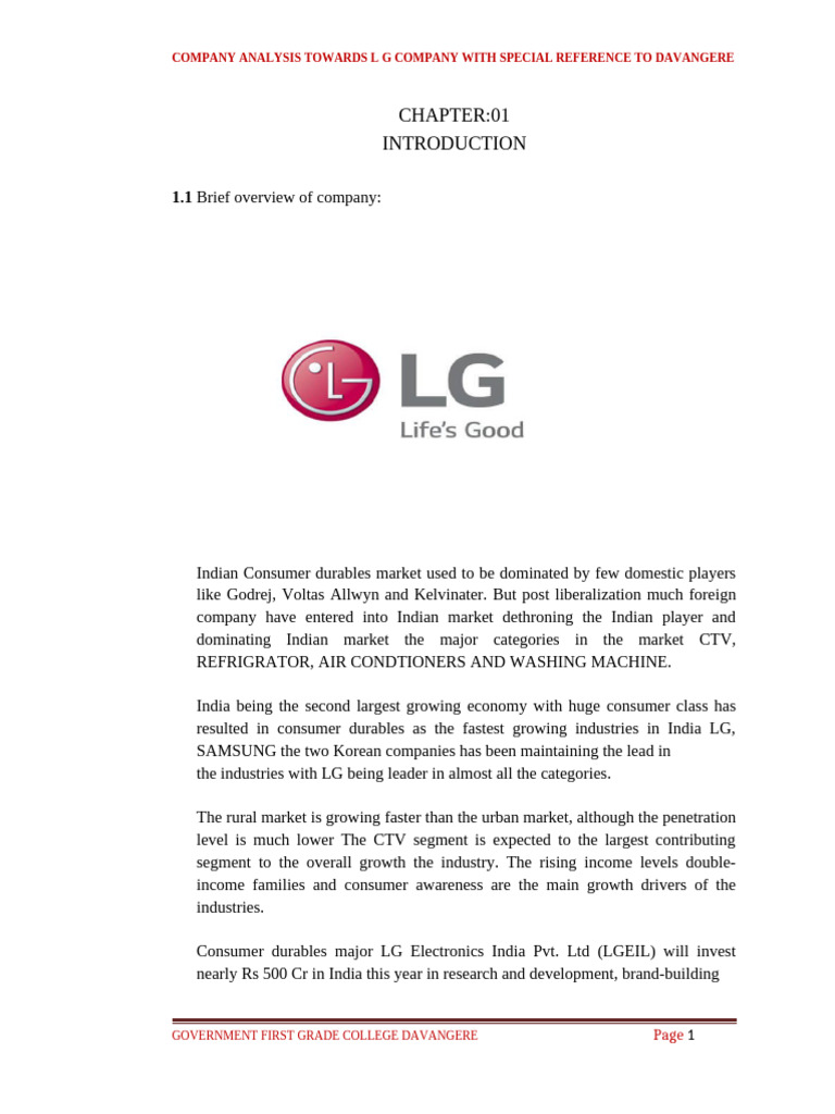 LG Company Analysis in Davangere | PDF | Revenue | Income Statement