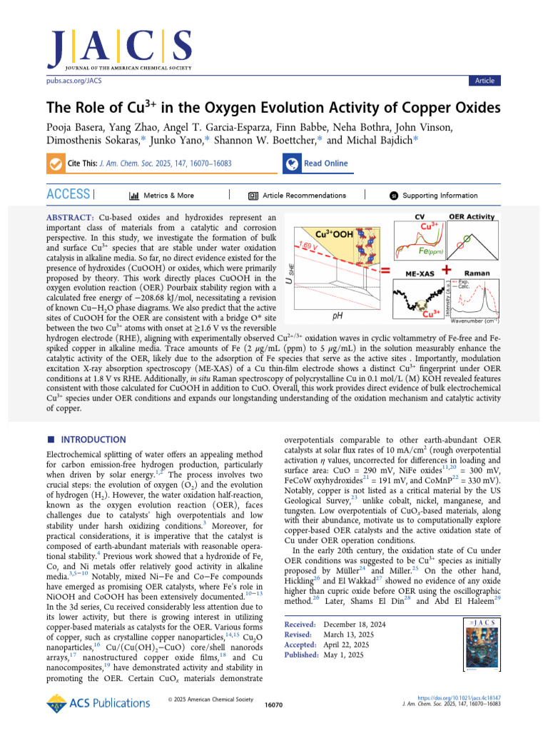 The Role of Cu3 in The Oxygen Evolution Activity of Copper Oxides | PDF ...