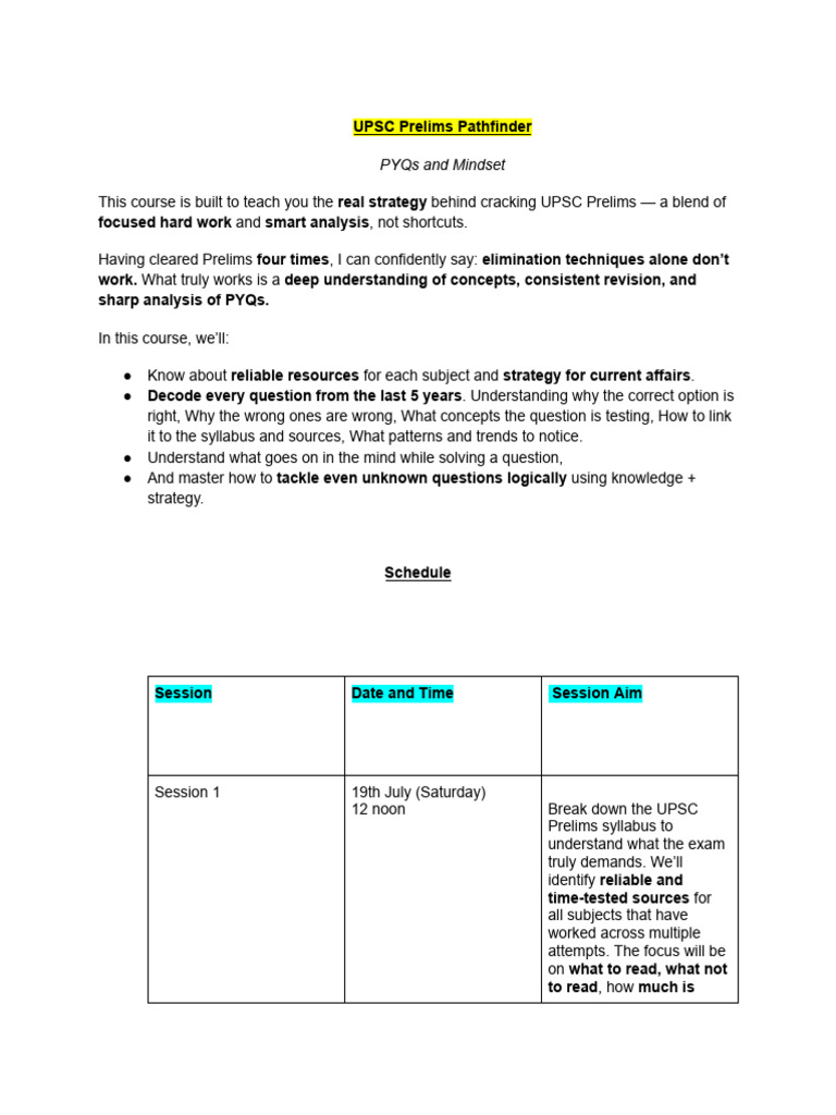 UPSC Prelims Strategy Course Guide | PDF